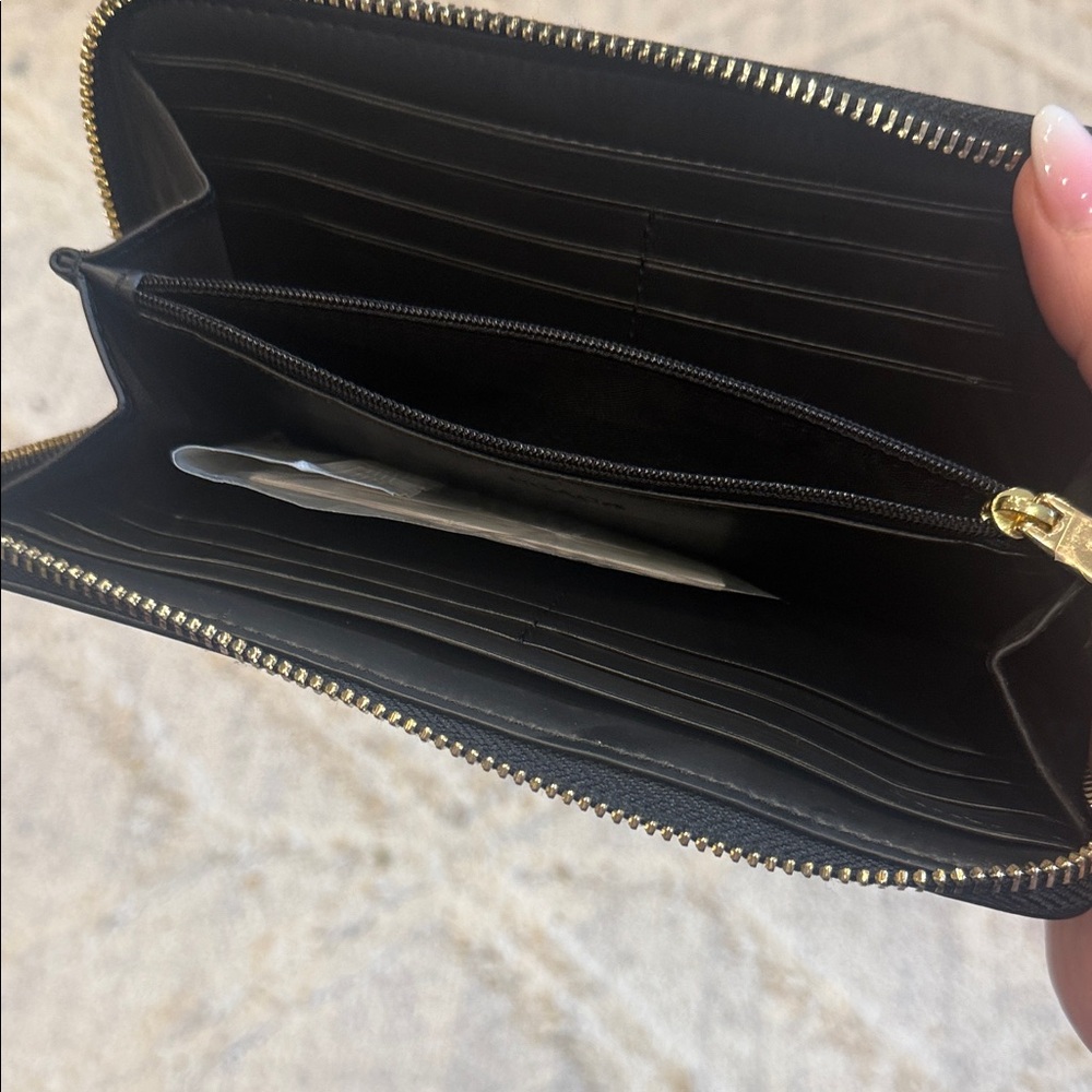 Coach Signature Brown and Black Zip Wallet - Picture 3 of 4